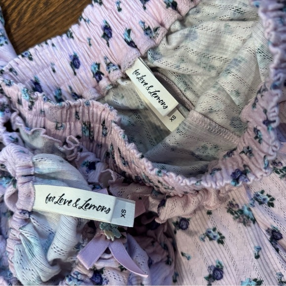 NWOT Never Worn For Love And Lemons Purple Pajama Set with Puff Sleeves Size XS - Picture 7 of 10